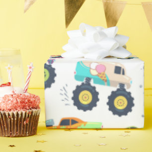 Waterverf Monster Car Trucks voor kinderen Cadeaupapier