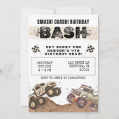 Waterverf Monster Truck Boys Verjaardagsfeest Kaart (Voorkant)