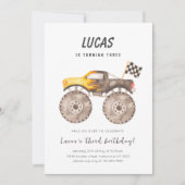 Waterverf Monster Truck Racing verjaardagsfeestje Kaart (Voorkant)