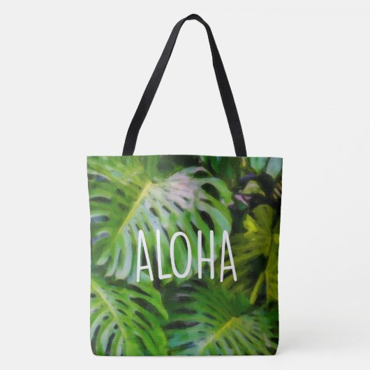 Waterverf Monstera Aloha Hawaiian Beach tas (Voorkant)