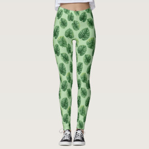 Waterverf Monstera Blad Patroon Leggings