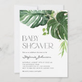 Waterverf Monstera Greenery Tropisch Baby shower Kaart (Voorkant)