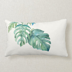 Waterverf Monstera Leaf Lumbar Pillow Kussen