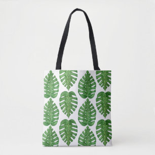 Waterverf Monstera Leaves Tote Bag