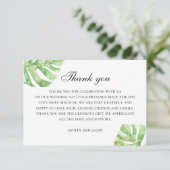 Waterverf monstera. Tropisch groen bruiloft Bedankkaart (Staand voorkant)