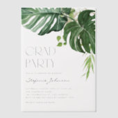 Waterverf Monstera verlaat Summer Afstuderen Vellum Uitnodigingen (Voorkant)