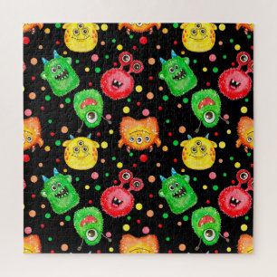 Waterverf Monsters: Schattige naadloos patroon Legpuzzel