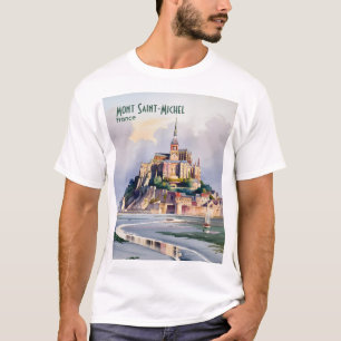 Waterverf Mont Saint Michel Frankrijk Oude Reispre T-shirt