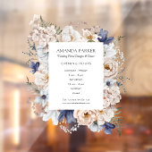 Waterverf Mooie Beige Blauwe Bloemen Bloemenwinkel Raamsticker (Vel 2)