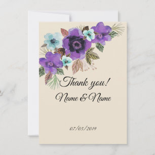 Waterverf mooie bloemen romantische marmer elega bedankkaart