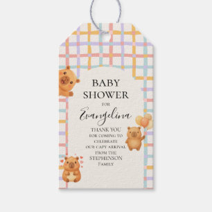 Waterverf Mooie Capybara Baby Shower Cadeaulabel
