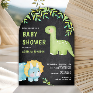 Waterverf Mooie Dinosaur Chalkboard Baby Shower Kaart