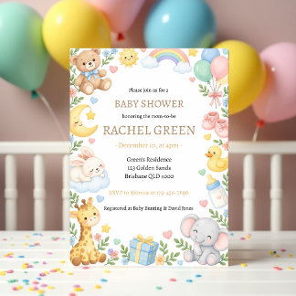Waterverf Mooie Jungle Dieren Baby Borrel Kaart