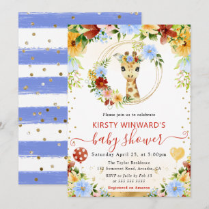 Waterverf Mooie Jungle Giraffe Baby Shower Kaart