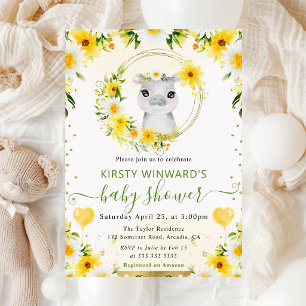 Waterverf Mooie Jungle Nijlpaard Baby Shower Kaart