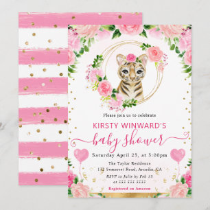 Waterverf Mooie Jungle Tijger Baby Shower Kaart