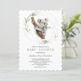 Waterverf Mooie Koala Groene Goud Baby Borrel Kaart