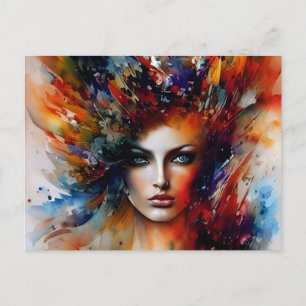 Waterverf mooie Lady Abstracte Colors Briefkaart
