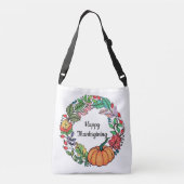 Waterverf mooie pompoen met bladeren crossbody tas (Achterkant)