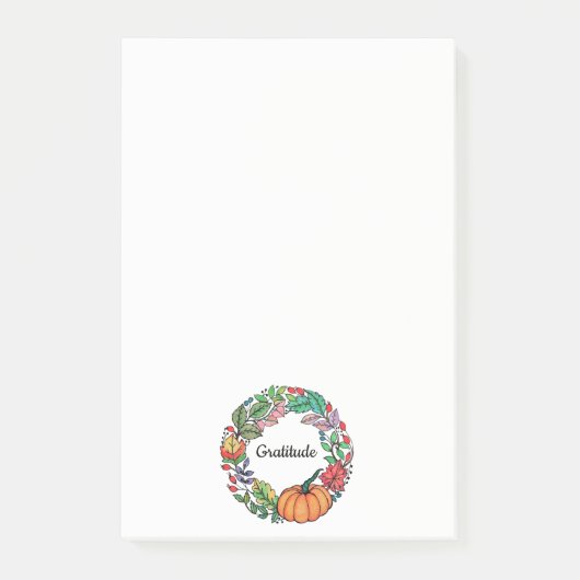 Waterverf mooie pompoen met bladeren post-it® notes (Voorkant)