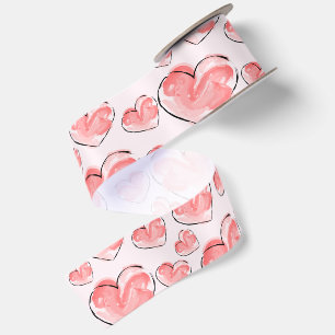 Waterverf Mooie Roze Hart Lint