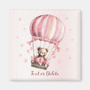 Waterverf Mooie Roze Teddbeer Heet Luchtballon Magneet