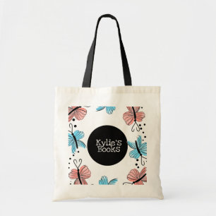 Waterverf Mooie Vlinders Aangepaste Bibliotheekboe Tote Bag