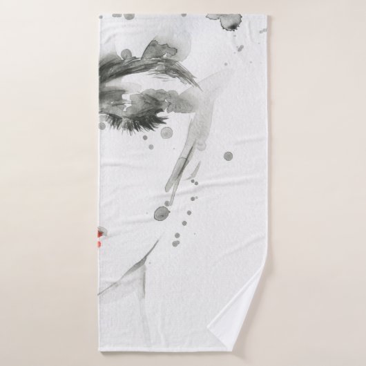 Waterverf mooie vrouw gezicht badhanddoek (Badhanddoek)