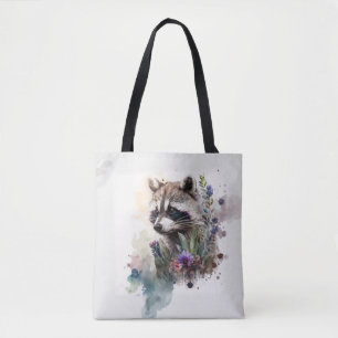 Waterverf Mooie Wasbeer Lente Bloemen Draagtas