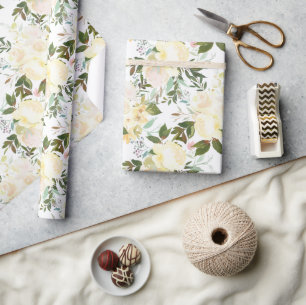 Waterverf mooie witte rozen cadeaupapier