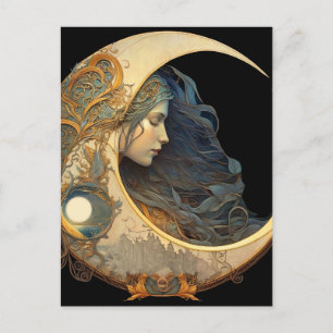 Waterverf Moon Goddess Feestdagenkaart