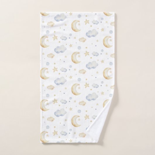 Waterverf Moon Stars & Cloud Pattern Bad Handdoek (Handdoek)