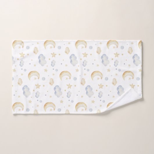 Waterverf Moon Stars & Cloud Pattern Bad Handdoek (Handdoek)