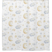 Waterverf Moon Stars & Cloud Pattern Douchegordijn (Voorkant)