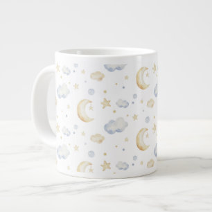 Waterverf Moon Stars & Cloud Pattern Extra Grote Beker