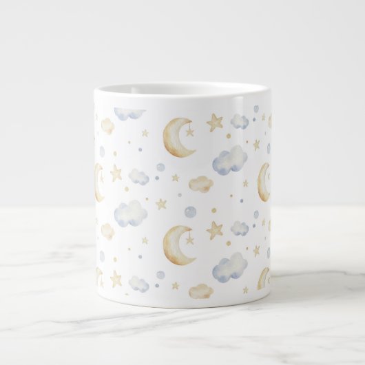 Waterverf Moon Stars & Cloud Pattern Extra Grote Beker (Voorkant)