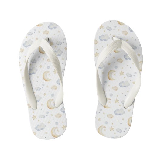Waterverf Moon Stars & Cloud Pattern Kinder Teenslippers (Voetbed)