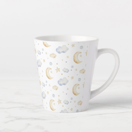 Waterverf Moon Stars & Cloud Pattern Latte Mok (Rechts)