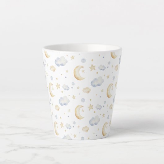 Waterverf Moon Stars & Cloud Pattern Latte Mok (Voorkant)