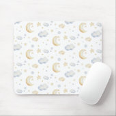 Waterverf Moon Stars & Cloud Pattern Muismat (Met muis)