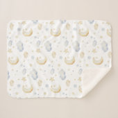 Waterverf Moon Stars & Cloud Pattern Sherpa Deken (Voorkant (horizontaal))