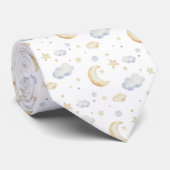 Waterverf Moon Stars & Cloud Pattern Stropdas (Opgerold)