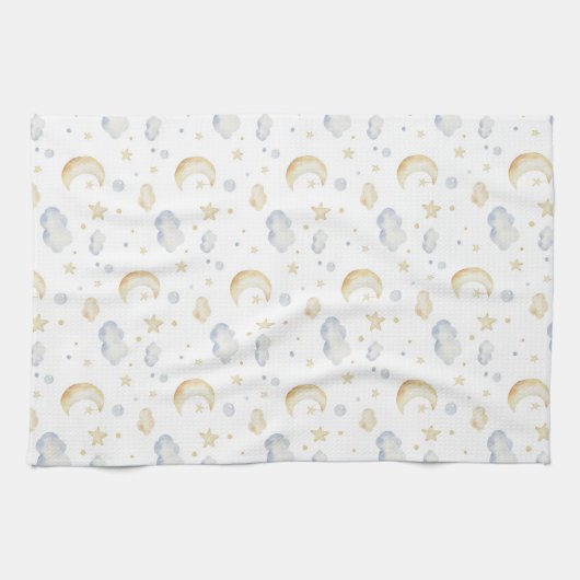 Waterverf Moon Stars & Cloud Pattern Theedoek (Horizontaal)