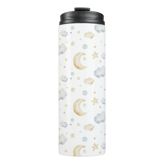 Waterverf Moon Stars & Cloud Pattern Thermosbeker (Voorkant)