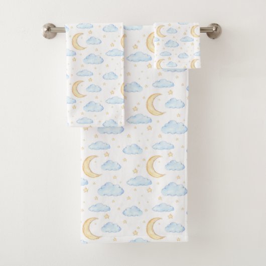 Waterverf Moon Stars en Clouds Patroon Bad Handdoek (Insitu)