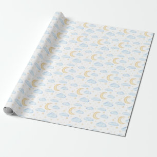 Waterverf Moon Stars en Clouds Patroon Cadeaupapier