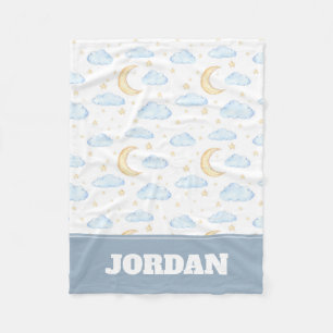 Waterverf Moon Stars en Clouds Patroon Fleece Deken