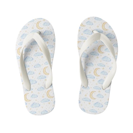 Waterverf Moon Stars en Clouds Patroon Kinder Teenslippers (Voetbed)