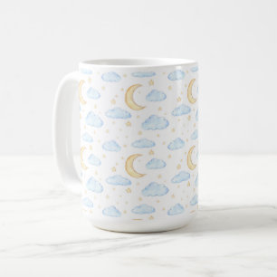 Waterverf Moon Stars en Clouds Patroon Koffiemok
