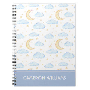 Waterverf Moon Stars en Clouds Patroon Notitieboek